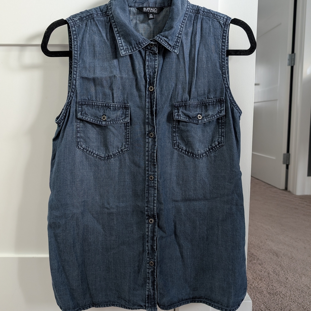 Buffalo David Bitton Blue Lyocell Top